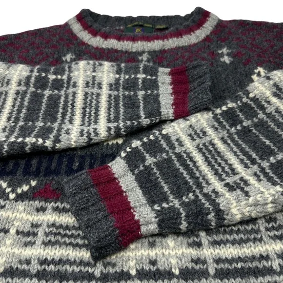 CLUB ROOM Vintage 100% Wool Handmade Sweater Fair Isle Nordic Ski Holiday Medium